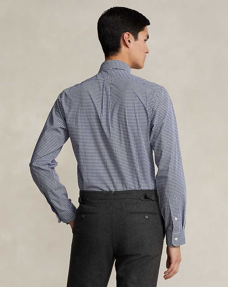 Camisas Formales Ralph Lauren Custom Fit Gingham Stretch Poplin Hombre Navy/White | CJDYRXN-65 - vista 4