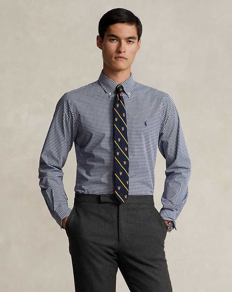 Camisas Formales Ralph Lauren Custom Fit Gingham Stretch Poplin Hombre Navy/White | CJDYRXN-65 - vista 1