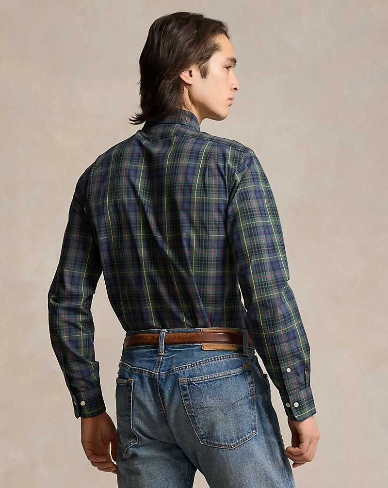 Camisas Formales Ralph Lauren Custom Fit Plaid Poplin Hombre 5072 Forest/Red Multi | NZCQVDJ-35 - vista 4