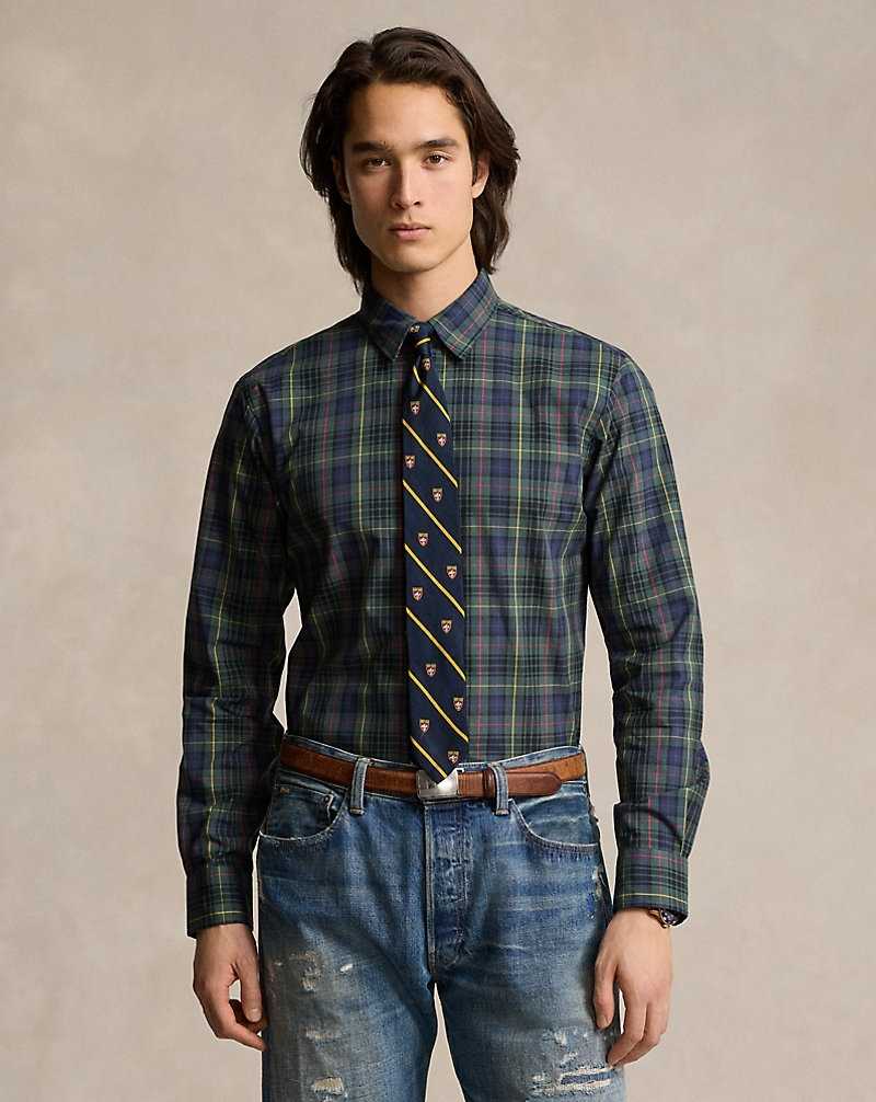 Camisas Formales Ralph Lauren Custom Fit Plaid Poplin Hombre 5072 Forest/Red Multi | NZCQVDJ-35 - vista 1