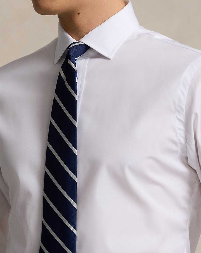 Camisas Formales Ralph Lauren Custom Fit Poplin Hombre Blancos | COTLIYJ-51 - vista 5