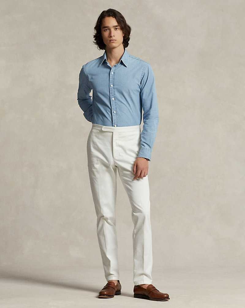 Camisas Formales Ralph Lauren Custom Fit Indigo Chambray Hombre Nimes Blue/White | RKGXBLC-64 - vista 3