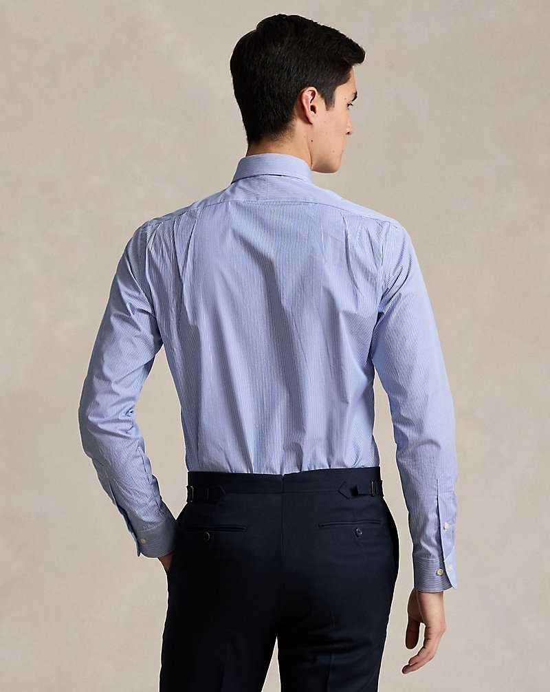 Camisas Formales Ralph Lauren Custom Fit Striped Poplin Hombre Carolina Blue/White | XIFNPTR-21 - vista 4