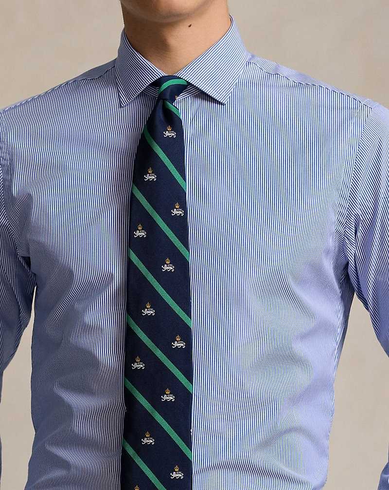 Camisas Formales Ralph Lauren Custom Fit Striped Poplin Hombre Carolina Blue/White | XIFNPTR-21 - vista 5