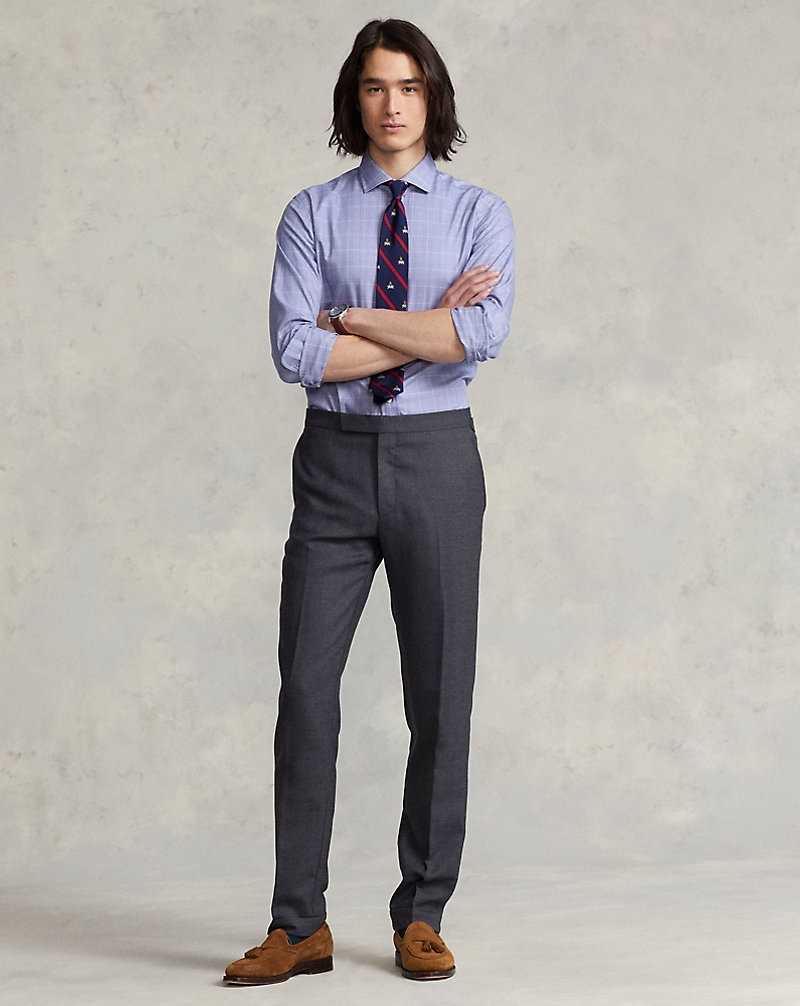Camisas Formales Ralph Lauren Custom Fit Glen Plaid Twill Hombre Ocean Blue/White | VZNPFAU-04 - vista 3