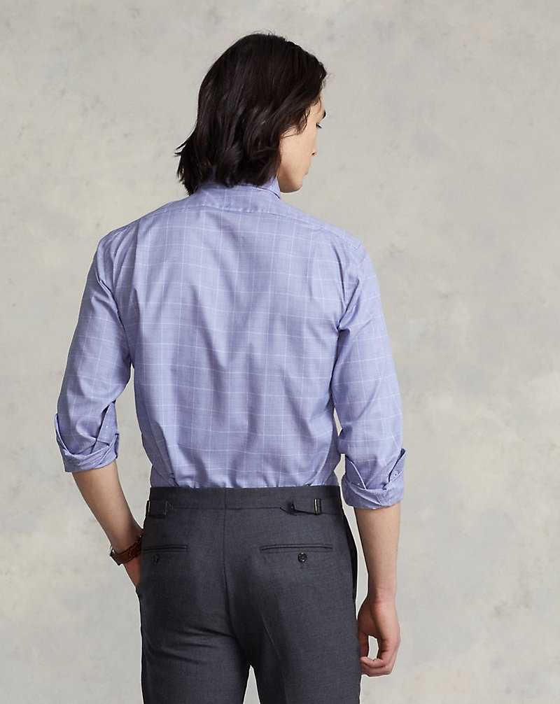 Camisas Formales Ralph Lauren Custom Fit Glen Plaid Twill Hombre Ocean Blue/White | VZNPFAU-04 - vista 4