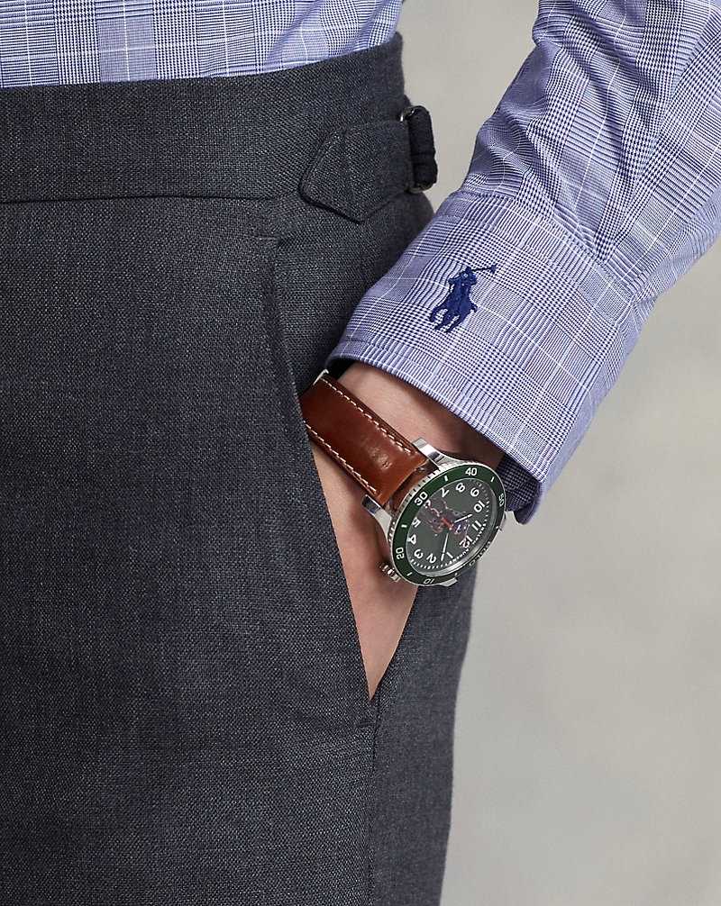 Camisas Formales Ralph Lauren Custom Fit Glen Plaid Twill Hombre Ocean Blue/White | VZNPFAU-04 - vista 5
