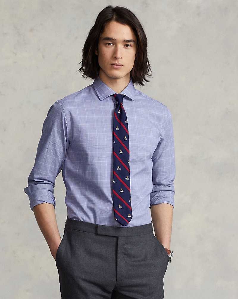 Camisas Formales Ralph Lauren Custom Fit Glen Plaid Twill Hombre Ocean Blue/White | VZNPFAU-04 - vista 1