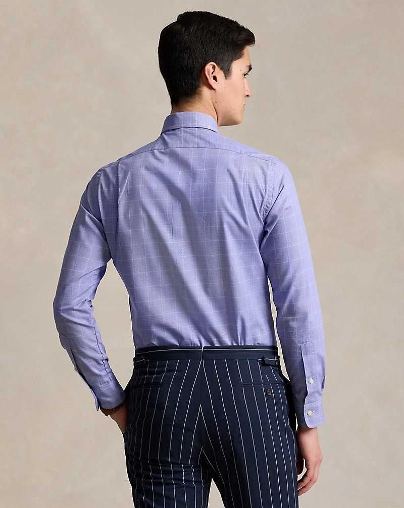Camisas Formales Ralph Lauren Custom Fit Poplin Hombre Ocean Blue/White | UERNBWO-87 - vista 4