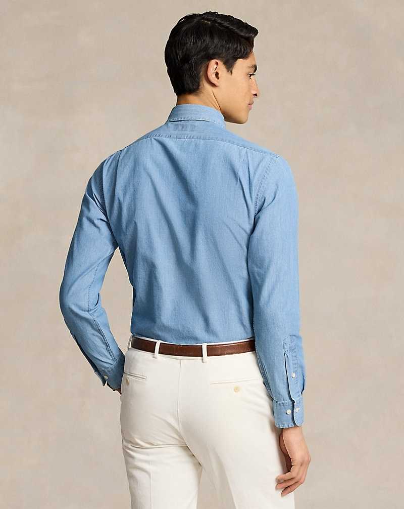 Camisas Formales Ralph Lauren Custom Fit Indigo Chambray Hombre Azules | KDULZER-73 - vista 4