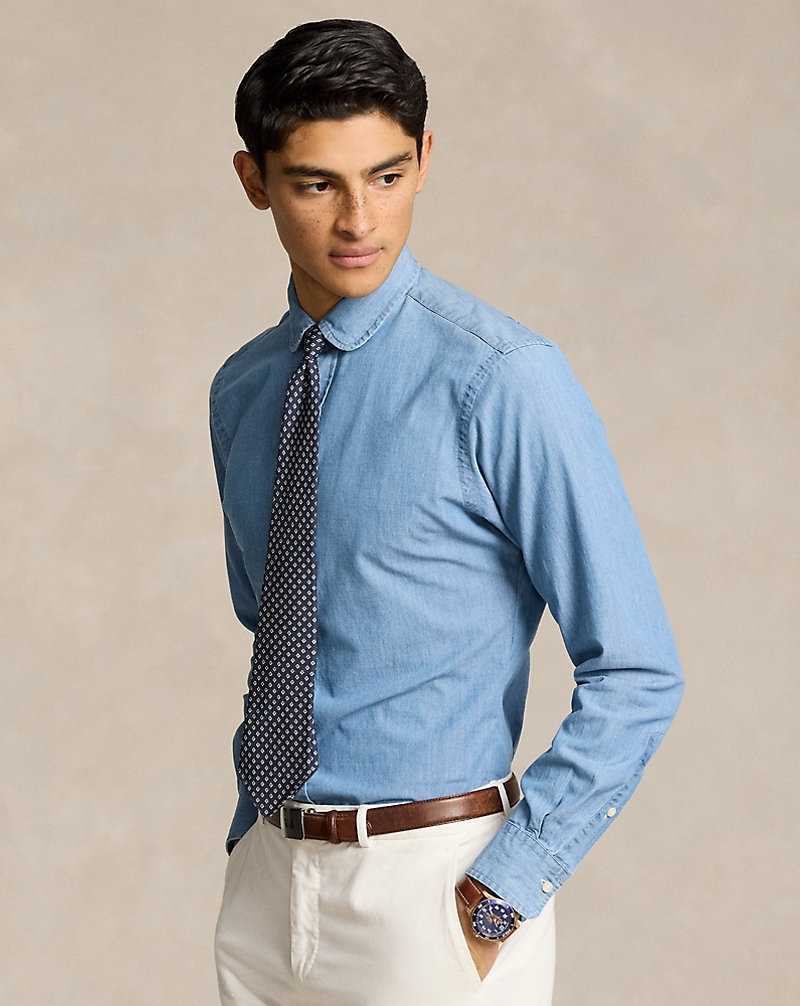 Camisas Formales Ralph Lauren Custom Fit Indigo Chambray Hombre Azules | KDULZER-73 - vista 1