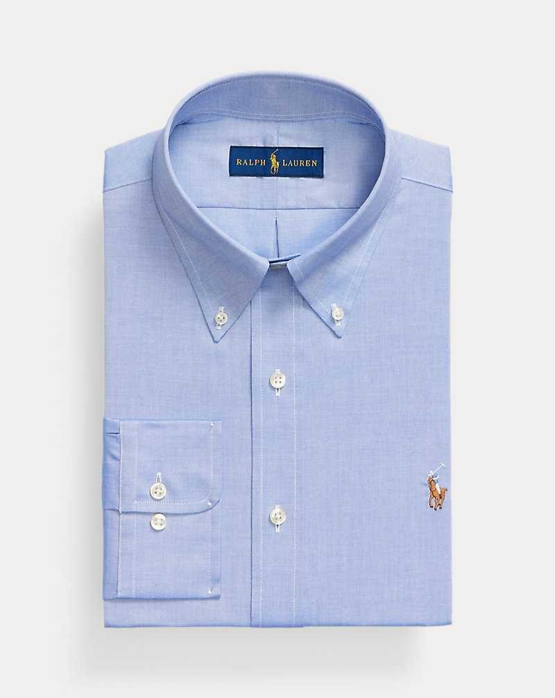 Camisas Formales Ralph Lauren Custom Fit Oxford Hombre True Blue/White | LSHARMK-78 - vista 2