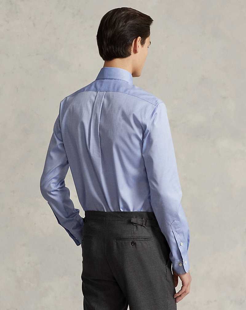 Camisas Formales Ralph Lauren Custom Fit Oxford Hombre True Blue/White | LSHARMK-78 - vista 4