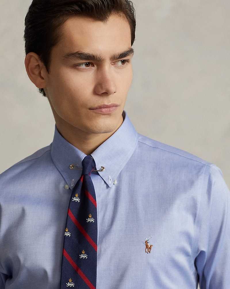 Camisas Formales Ralph Lauren Custom Fit Oxford Hombre True Blue/White | LSHARMK-78 - vista 5