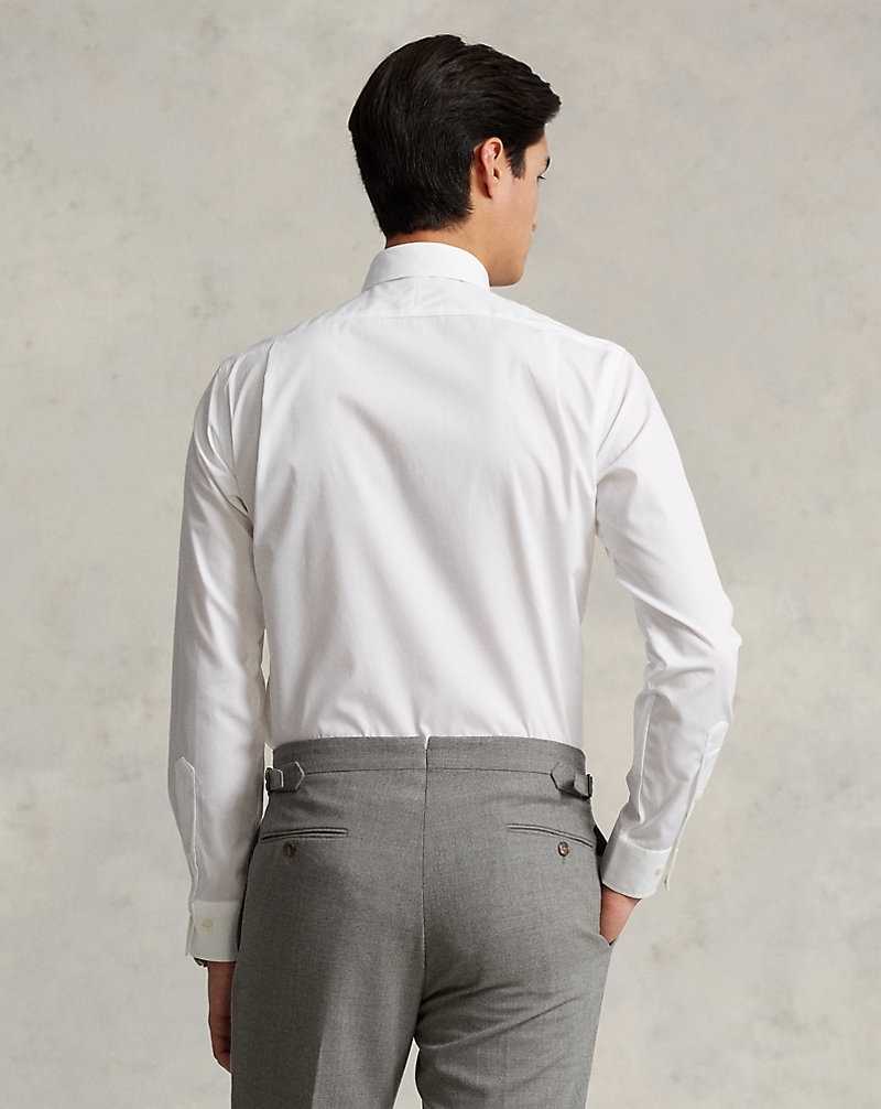 Camisas Formales Ralph Lauren Custom Fit Poplin Hombre Blancos | AUQMFHS-13 - vista 4