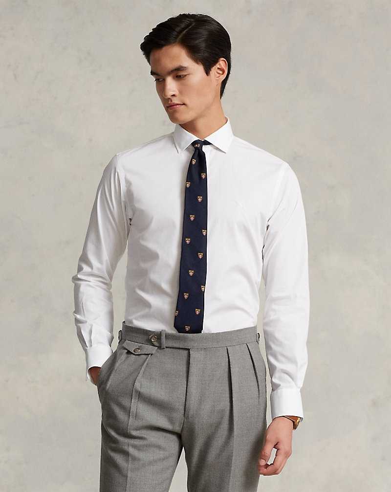 Camisas Formales Ralph Lauren Custom Fit Poplin Hombre Blancos | AUQMFHS-13 - vista 5