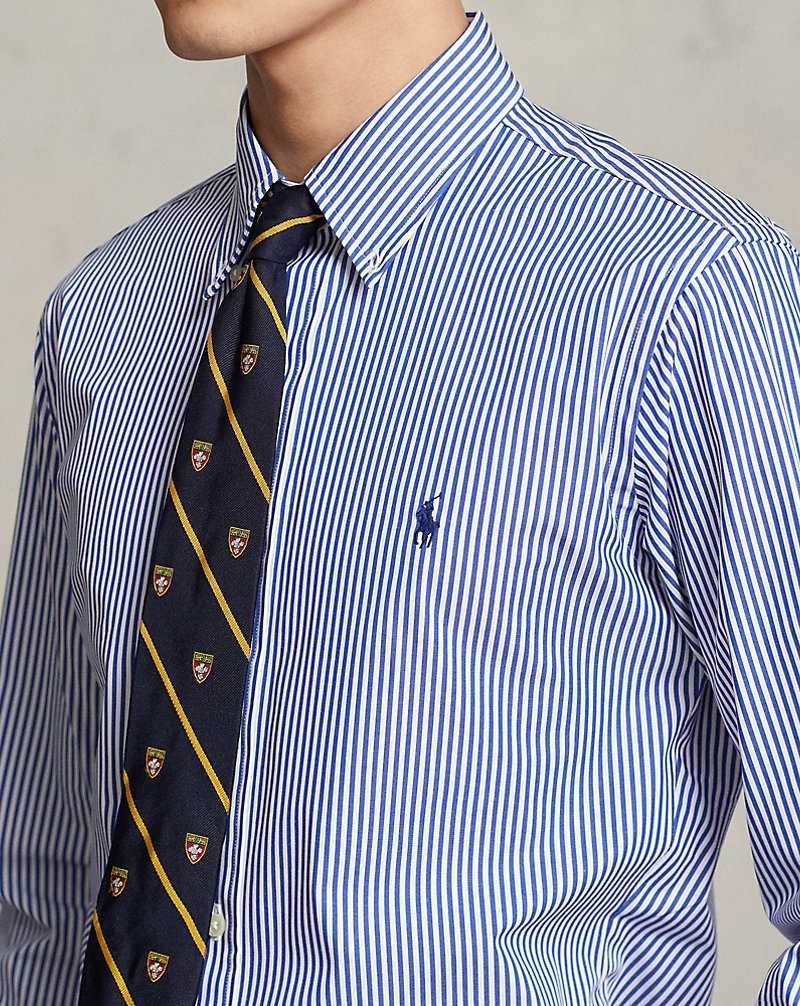 Camisas Formales Ralph Lauren Custom Fit Striped Stretch Poplin Hombre Rayas | AYMUHSW-38 - vista 5
