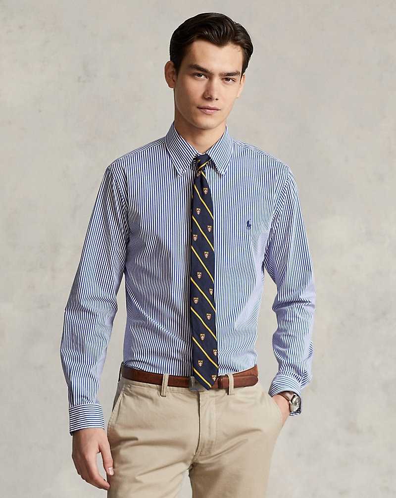 Camisas Formales Ralph Lauren Custom Fit Striped Stretch Poplin Hombre Rayas | AYMUHSW-38 - vista 1