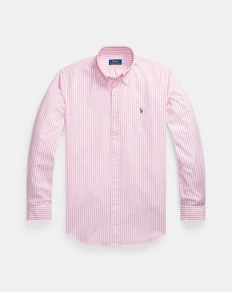 Camisas Formales Ralph Lauren Custom Fit Striped Stretch Oxford Hombre Pink/White | NTLPXCR-29 - vista 2