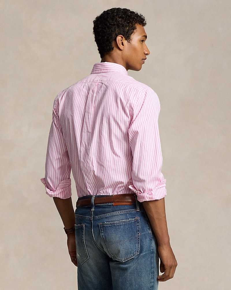 Camisas Formales Ralph Lauren Custom Fit Striped Stretch Oxford Hombre Pink/White | NTLPXCR-29 - vista 4