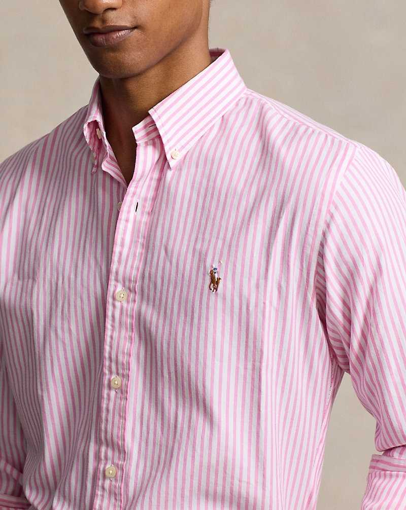 Camisas Formales Ralph Lauren Custom Fit Striped Stretch Oxford Hombre Pink/White | NTLPXCR-29 - vista 5