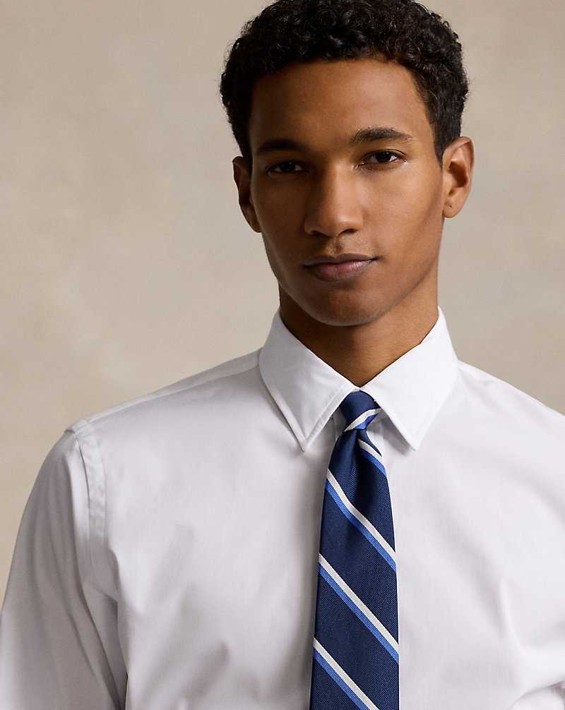 Camisas Formales Ralph Lauren Custom Fit Poplin Hombre Blancos | UBYDJCV-59 - vista 5