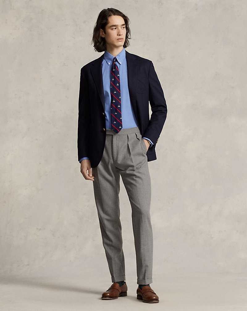Camisas Formales Ralph Lauren Custom Fit Stretch End-on-End Hombre Azules | SHVILQM-32 - vista 3
