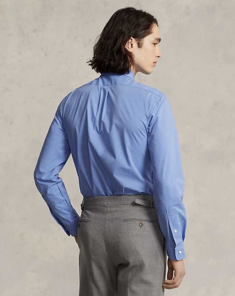 Camisas Formales Ralph Lauren Custom Fit Stretch End-on-End Hombre Azules | SHVILQM-32 - vista 4