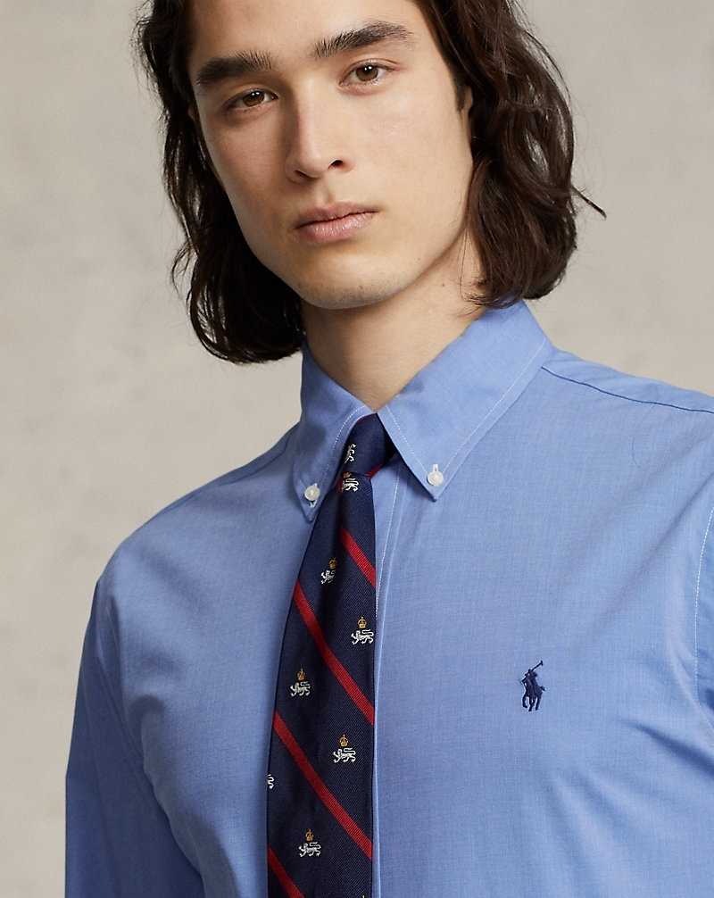 Camisas Formales Ralph Lauren Custom Fit Stretch End-on-End Hombre Azules | SHVILQM-32 - vista 5