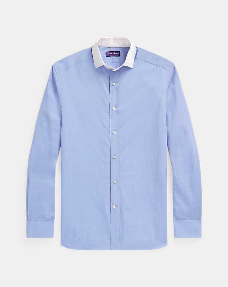 Camisas Formales Ralph Lauren End-on-End Poplin-Collar Hombre Azules | MOUWQCE-75 - vista 2