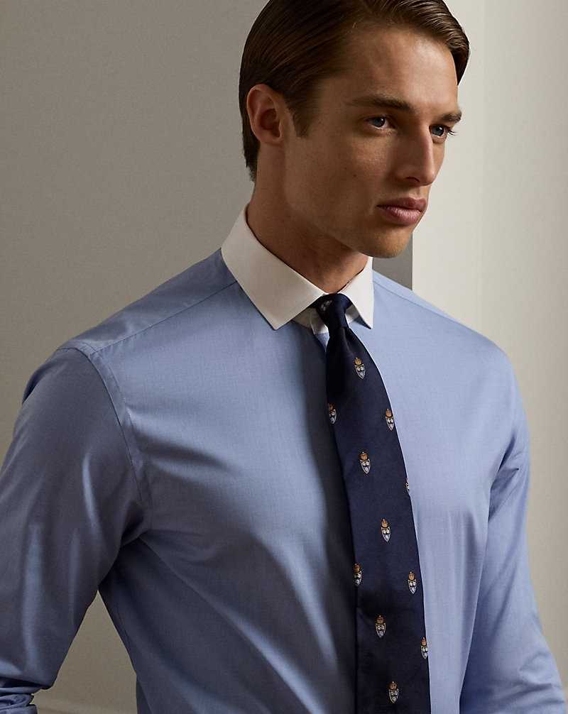 Camisas Formales Ralph Lauren End-on-End Poplin-Collar Hombre Azules | MOUWQCE-75 - vista 5