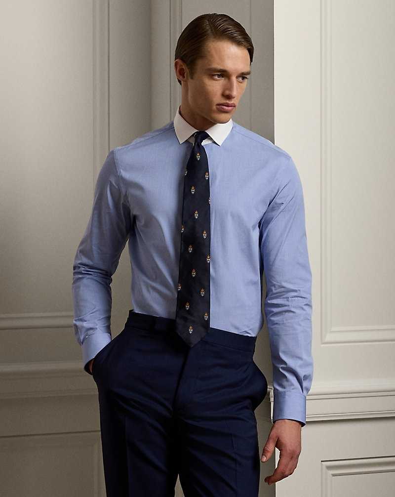 Camisas Formales Ralph Lauren End-on-End Poplin-Collar Hombre Azules | MOUWQCE-75 - vista 1