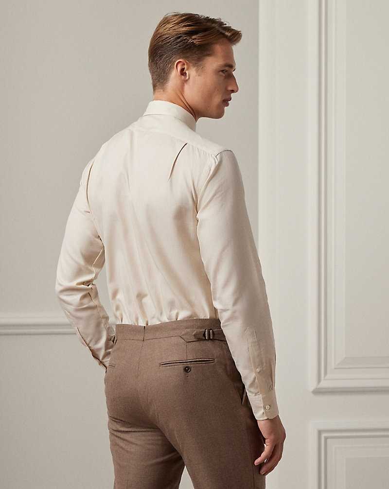 Camisas Formales Ralph Lauren Flannel Hombre Creme | HEJDKPG-40 - vista 4