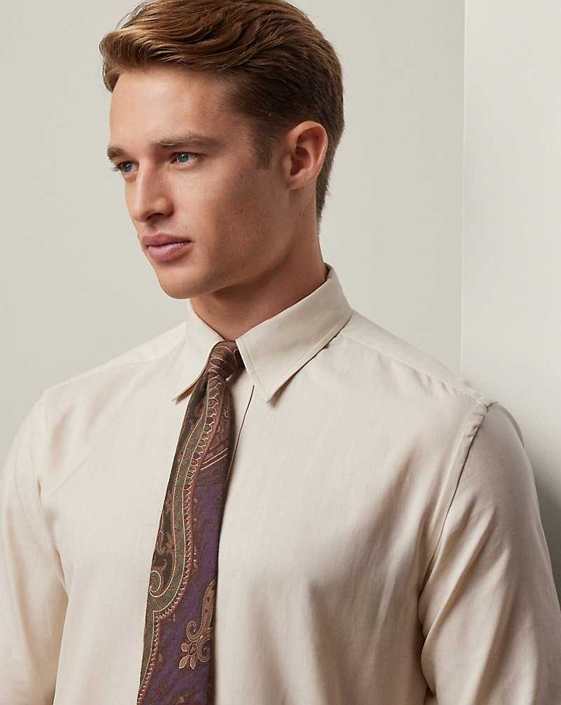Camisas Formales Ralph Lauren Flannel Hombre Creme | HEJDKPG-40 - vista 5