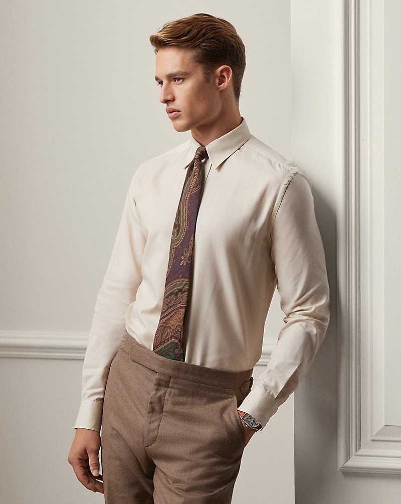Camisas Formales Ralph Lauren Flannel Hombre Creme | HEJDKPG-40 - vista 1