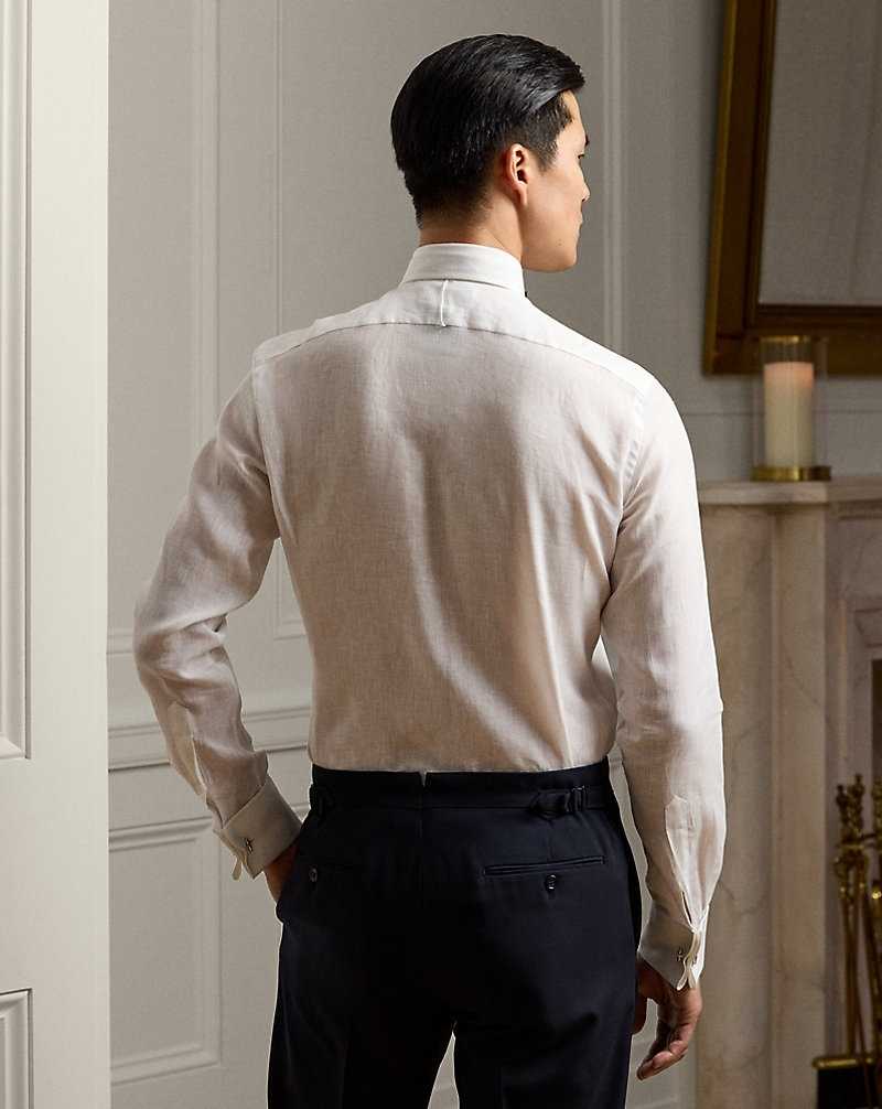 Camisas Formales Ralph Lauren French Cuff Linen Tuxedo Hombre Blancos | YXERSNZ-90 - vista 4