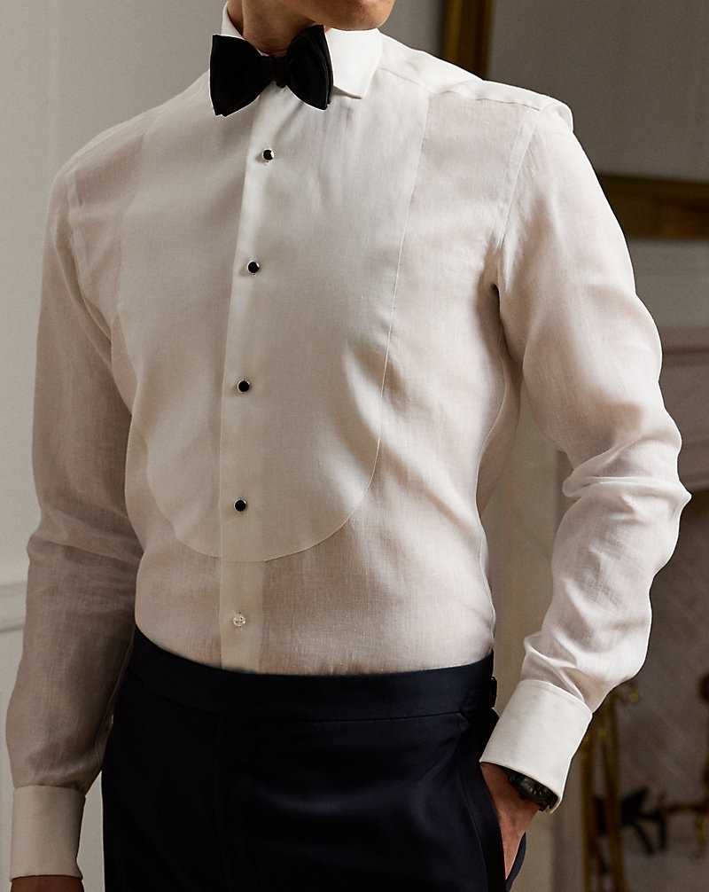Camisas Formales Ralph Lauren French Cuff Linen Tuxedo Hombre Blancos | YXERSNZ-90 - vista 5