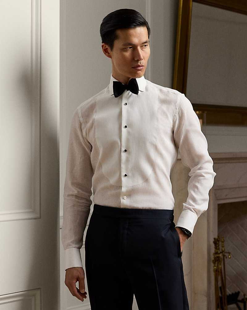 Camisas Formales Ralph Lauren French Cuff Linen Tuxedo Hombre Blancos | YXERSNZ-90 - vista 1