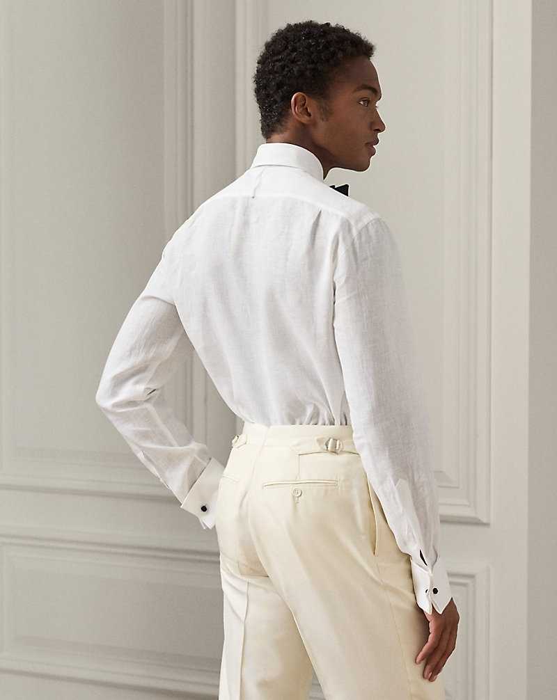 Camisas Formales Ralph Lauren Linen French Cuff Tuxedo Hombre Blancos | YQASEJL-04 - vista 4