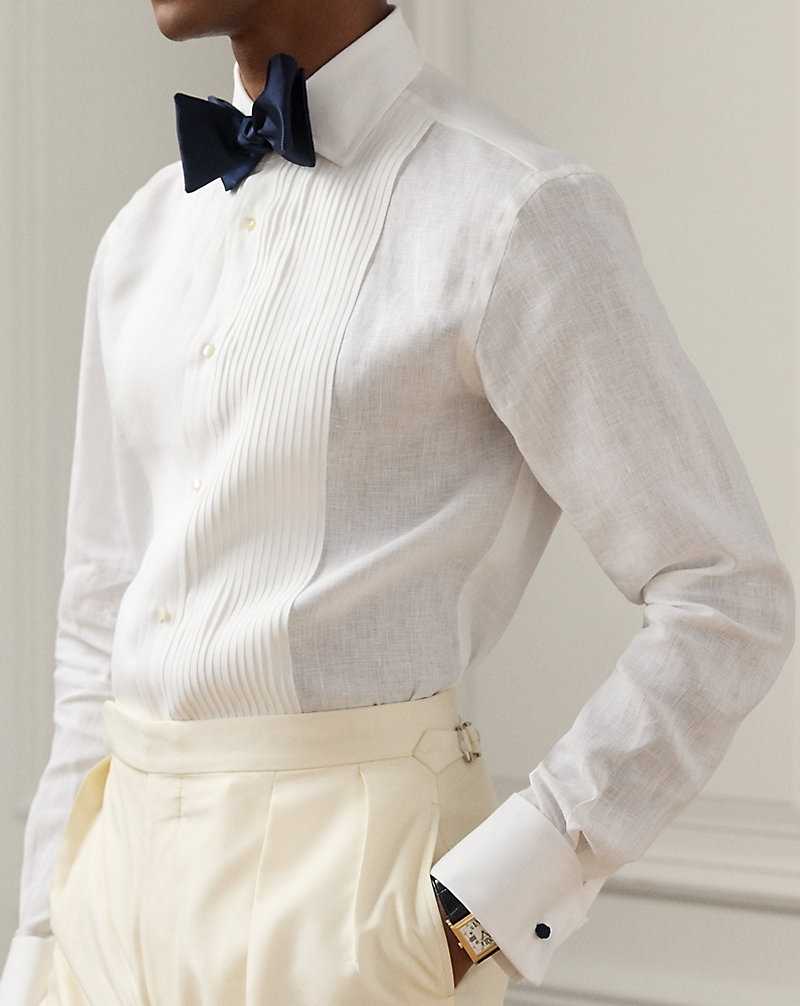 Camisas Formales Ralph Lauren Linen French Cuff Tuxedo Hombre Blancos | YQASEJL-04 - vista 5