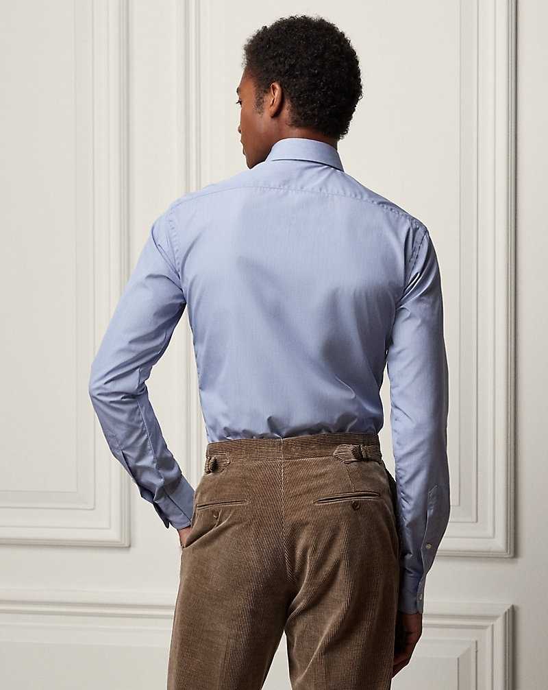 Camisas Formales Ralph Lauren Micro-Check Poplin Hombre Azules | QVEKXDW-65 - vista 4