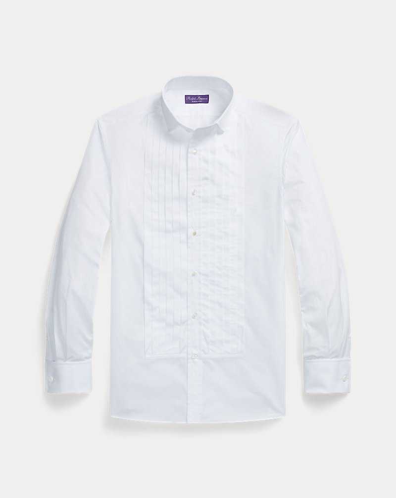 Camisas Formales Ralph Lauren Pleated-Bib Poplin French Cuff Hombre Blancos | MDZGICN-85 - vista 2