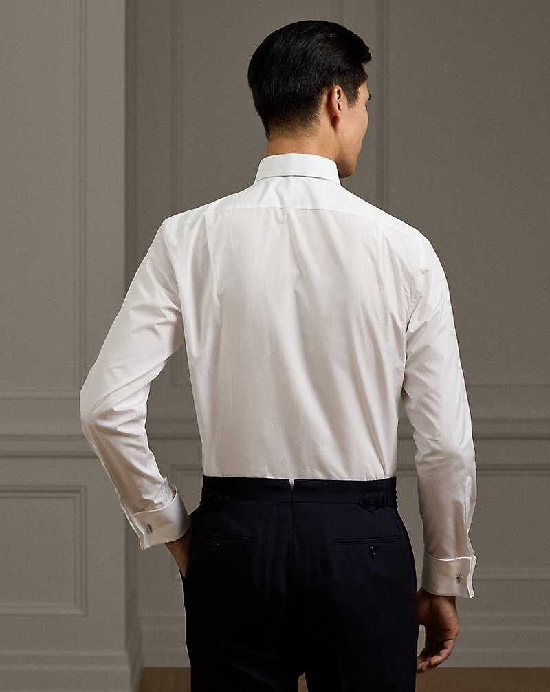 Camisas Formales Ralph Lauren Pleated-Bib Poplin French Cuff Hombre Blancos | MDZGICN-85 - vista 4