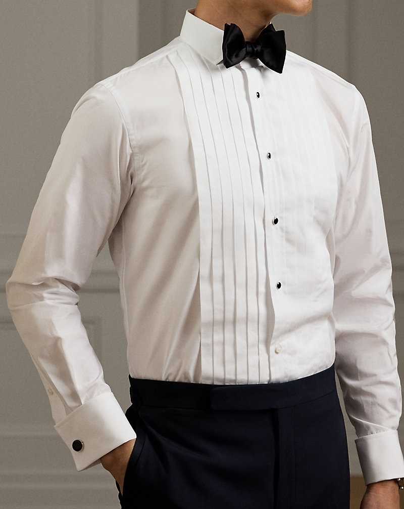 Camisas Formales Ralph Lauren Pleated-Bib Poplin French Cuff Hombre Blancos | MDZGICN-85 - vista 5