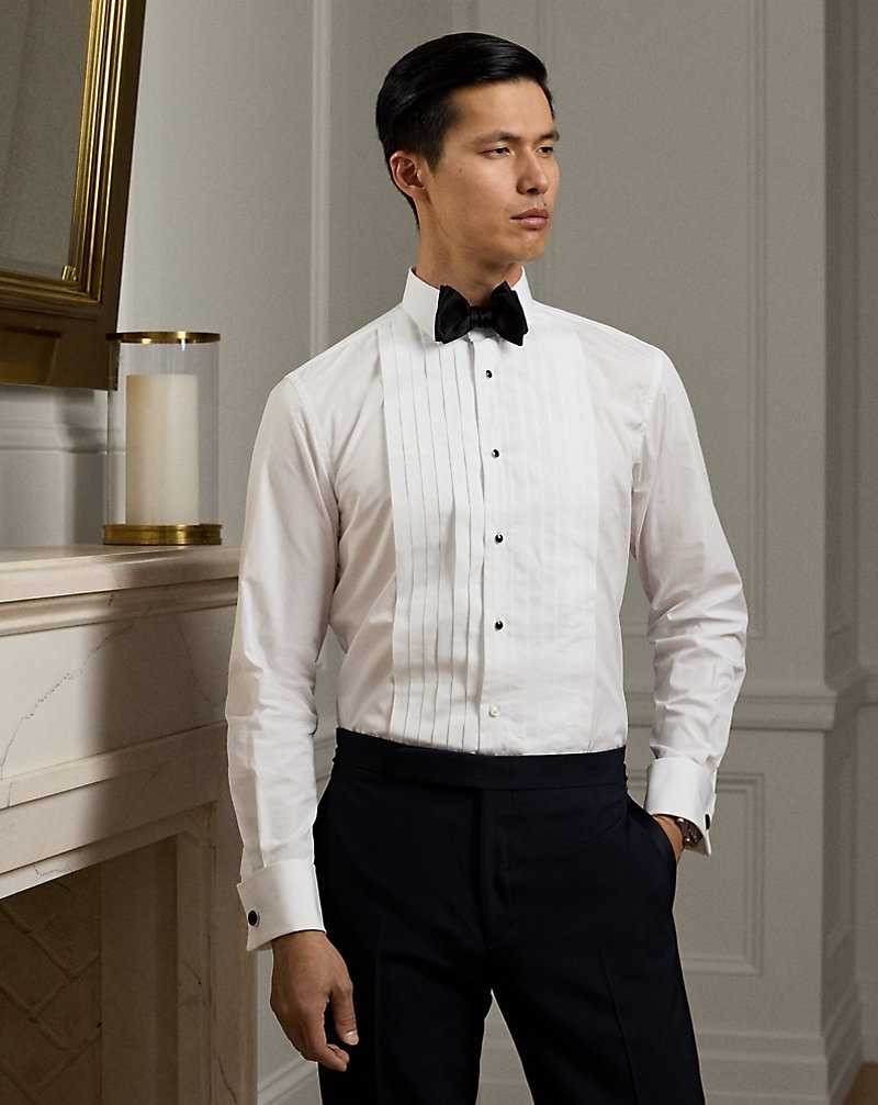 Camisas Formales Ralph Lauren Pleated-Bib Poplin French Cuff Hombre Blancos | MDZGICN-85 - vista 1