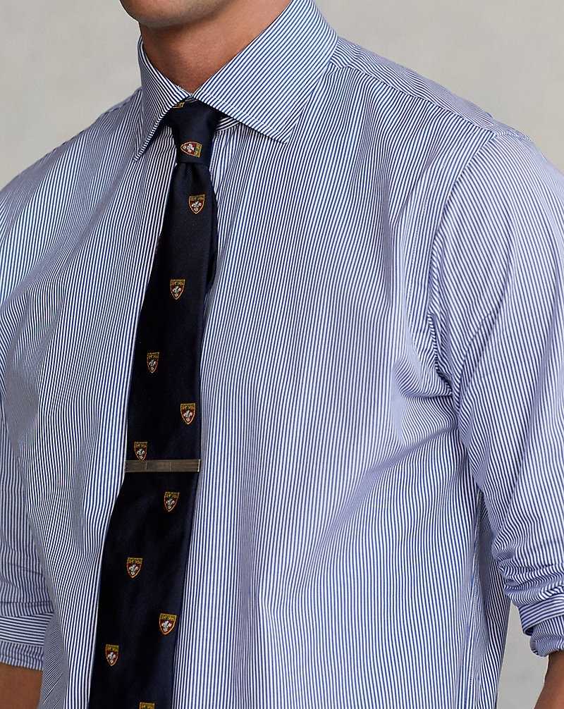 Camisas Formales Ralph Lauren Regent Custom Fit Striped Poplin Hombre Caroline Blue/White | VYDQJXF-32 - vista 5