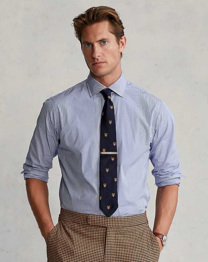 Camisas Formales Ralph Lauren Regent Custom Fit Striped Poplin Hombre Caroline Blue/White | VYDQJXF-32 - vista 1
