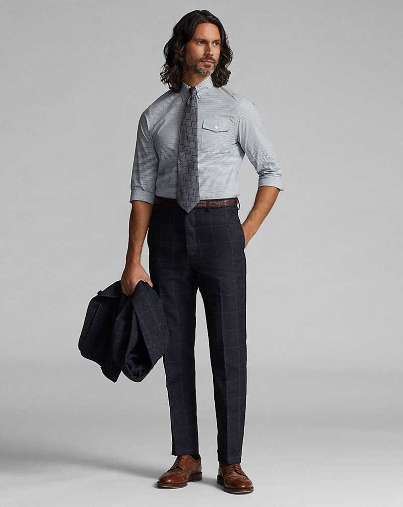 Camisas Formales Ralph Lauren Slim Fit Checked Woven Hombre Azules | NXBCQVI-52 - vista 3