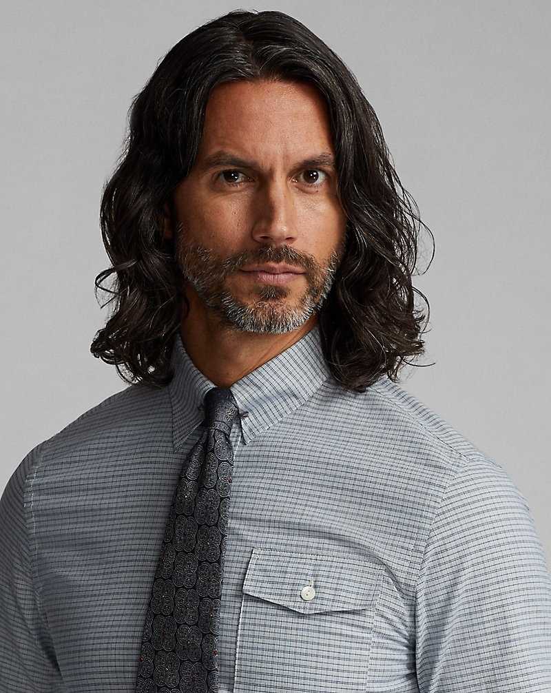 Camisas Formales Ralph Lauren Slim Fit Checked Woven Hombre Azules | NXBCQVI-52 - vista 5
