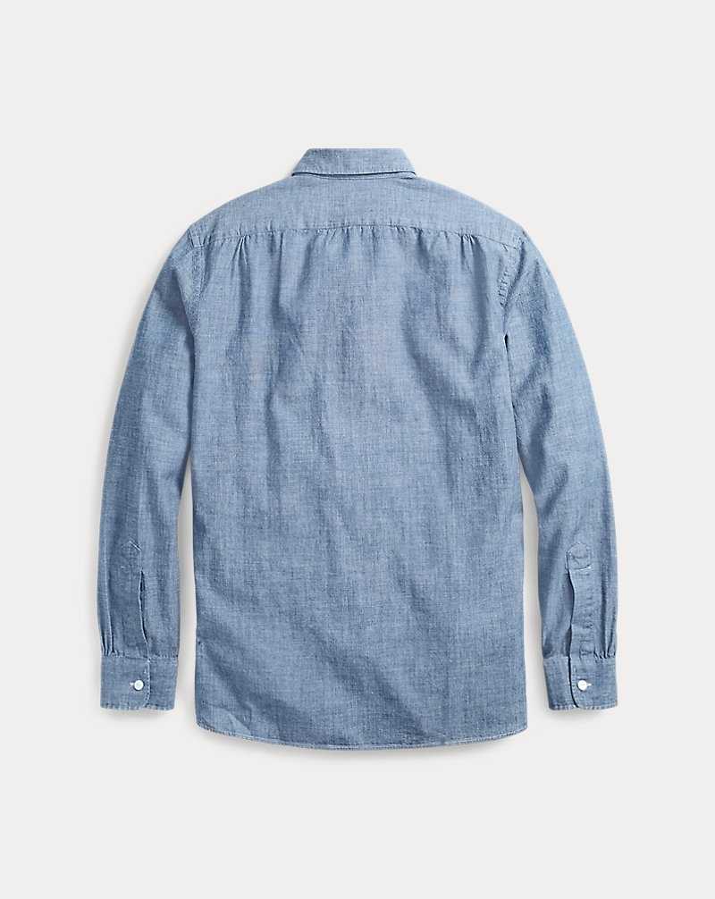 Camisas Formales Ralph Lauren Slim Fit Chambray Hombre Azules | JNOTMCI-86 - vista 4